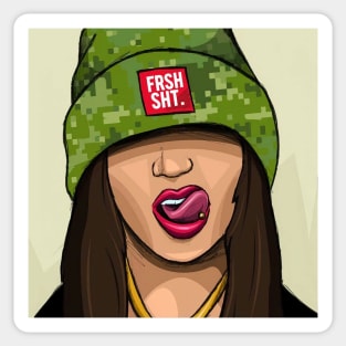 fresh shit camo hat Sticker